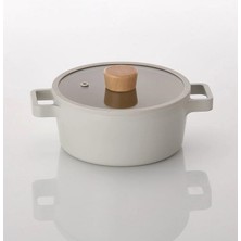 Braventa Collection Alüminyum Döküm Tencere Cam Kapaklı 18CM Bej