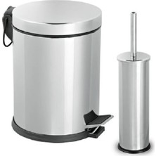 UltraMint 5 Lt Micro Pedallı Çöp Kovası ve Micro Wc Fırçalık, Şık ve Dayanıklı