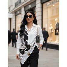 Anbly Collection Şal Detaylı Asimetrik Kesim Şık Kadın Gömlek