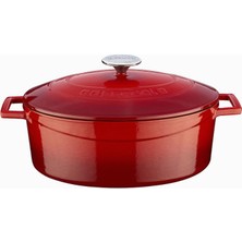Braventa Collection Metal Oval Döküm Tencere, 29 Cm, 4.67 L Hacim, Kırmızı