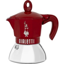 Braventa Collection - Exclusive Indüksiyon: 2 Cups Ocak Üstü Espresso Pişirici - 100ML - Kırmızı Renk - Alt Hazne: Dış P