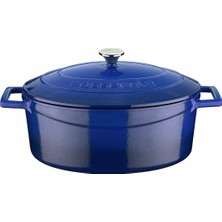 Braventa Collection Metal Oval Döküm Tencere, 27 Cm, 3.91 L Hacim, Mavi