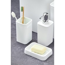 UltraMint 3 Parça Kare Lavabo Seti: Sıvı Sabunluk, Katı Sabunluk, Diş Fırçası