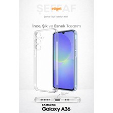 Etiget Samsung Galaxy A36 5G Şeffaf Silikon Kılıf – Şarj Yeri Tıpalı, Kaymaz Kenarlı