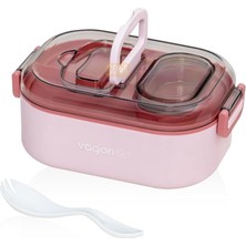 Braventa Collection Bento 550ML Lunchbox Tek Katlı Bölmesiz Çelik Sefer Tası Yemek (Pembe)