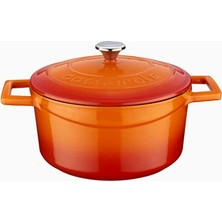 Braventa Collection Metal Döküm Yuvarlak Tencere, 20 Cm, Turuncu