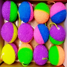 Oktay Sesal Sesli LED Işıklı Tırtıklı Kirpi Yoyo Top Stres Oyuncağı Renkli Pilli LED Işıklı Top 12 Adet Stres Topu