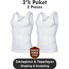 Elilom Erkek Korse Atlet 2’li Paket – Bel, Göğüs ve Göbek Toparlayıcı, Destekleyici ve Sıkılaştırıcı Beyaz