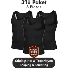 Elilom Erkek Korse Atlet 3’lü Paket – Bel, Göğüs ve Göbek Toparlayıcı, Destekleyici ve Sıkılaştırıcı Siyah