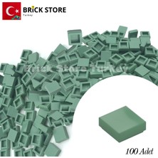 LEGO 100 Adet 1x1 Tile Düz Fayans Parçası, Kum Yeşili Rengi (Sand Green), 3070