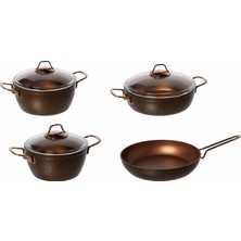 Braventa Collection Pierre Cardin Graniks Granit Kaplama Metal Saplı 7 Parça Tencere Seti Bakır