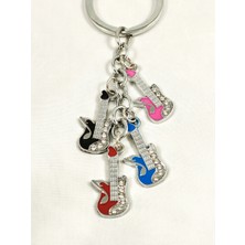 Moncuk Design Renkli Gitarlardan Oluşan Metal Anahtarlık