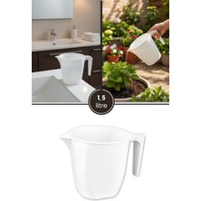 UltraMint Beyaz 1,5l Çok Amaçlı Plastik Su Kabı, Banyo, Mutfak ve Bahçe Için