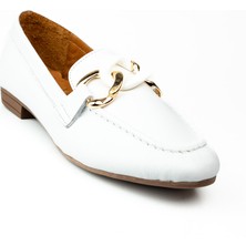 Moda Arena 100 Beyaz Deri Kadın Babet