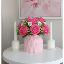 E.M.S Büzgülü Saksı Kaktüs Saksısı Sukulent Saksısı Menekşe Saksısı Büyük Boy Pastel Pembe 8.5 x 10 cm