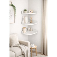 Mobilyacın 3'lü Üçgen Köşe Duvar Raf 31 x 26 x 23
