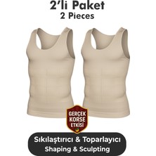 Elilom Erkek Korse Atlet 2’li Paket – Bel, Göğüs ve Göbek Toparlayıcı, Destekleyici ve Sıkılaştırıcı Ten