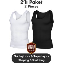 Elilom Erkek Korse Atlet 2’li Paket – Bel, Göğüs ve Göbek Toparlayıcı, Destekleyici ve Sıkılaştırıcı Beyaz ve Siyah