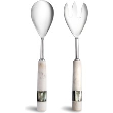 Braventa Collection Jumbo Romano Mermer Salata Servisi Beyaz