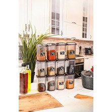 Braventa Collection Mithra Life 12 Adet 450 ml Sızdırmaz Kapak Antrasit Baharatlık Saklama Kabı I Etiket Hediyeli MIT113