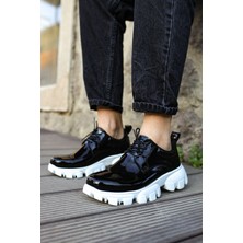 Zapatos CH093 Castle Erkek Günlük Bağcıklı Rugan Klasik Ayakkabı Rbt - Siyah