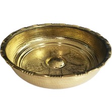 UltraMint Metal Bakır Hamam Tası, 20 cm Çap ve 5 cm Derinlik, Altın Renk ve Modern Stil
