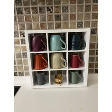 Ediz Ahşap  9 Gözlü Mutfak Kahve Köşesi Raf Düzenleyisi