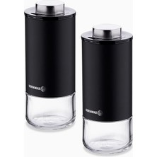 Braventa Collection Korkmaz Stora Siyah Tuzluk Biberlik Seti