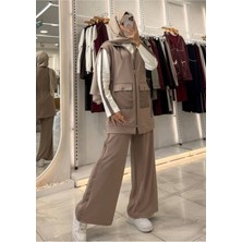 Lara Giyim Kadın Tesettür 3'lü Takım Rahat Kalıp Penye Kumaş Pamuklu Yapı Fermuar Detaylı