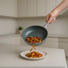Braventa Collection Nova Yanmaz Yapışmaz Seramik Wok Tava 28 cm – Gri