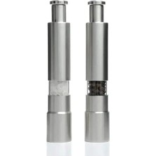 Braventa Collection Orret Home 2'li Çelik Manuel Basmalı Karabiber ve Tuz Değirmeni Seti – Baharat Değirmeni, Paslanmaz
