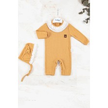 Veralya Brode Nakışlı Şapkalı % 100 Pamuk Kız Bebek Tulumu