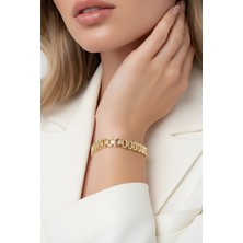 Eva Takı Store 14K Bakla Tank Geometrik Saat Kordon Model Bileklik