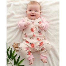 Ege Bebek Kız Bebek Mevsimlik Baskılı 3-6-9-12 Aylık Çıtçıtlı Fitilli Yeni Doğan Bebek Tulumu