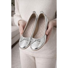 FootFrenzy Lucy Kadın Gold Altın Model Desenli Rahat Günlük Model Babet Ayakkabı