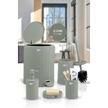 UltraMint Yeşil Iç Kovalı Pedallı 5'li Banyo Seti, Şık ve Kullanışlı Tasarım