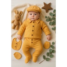 Veralya Cepli Waffle % 100 Pamuk 5'li Erkek Bebek Hastane Çıkış Seti