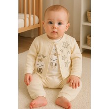 Veralya Lovely Yıldız Desenli 3'lü Hırkalı Kız Bebek Takım