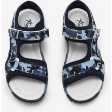 Tonny Black Çocuk Unisex Lacivert Kamuflaj Çoçuk Cırtlı Sandalet