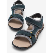 Tonny Black Çocuk Unisex Lacivert Sarı Çoçuk Cırtlı Sandalet