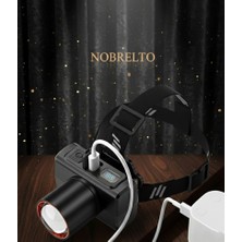 Headlamp Nobrelto Nobrelto Profesyonel Sensörlü ve Dijital Göstergeli Kafa Feneri - Zoomlu USB Şarjlı Akıllı Kamp Lambası (Hareket Sensörü Özellikli)