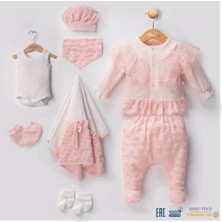 Veralya Dantel Işlemeli Kabartmalı 10 Parça Kız Bebek Hastane Çıkışı Kutulu %100 Pamuk