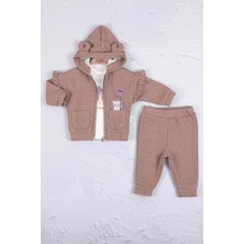 Veralya Kirpi Nakışlı % 100 Pamuk 3'lü Kız Bebek Takım