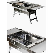 Braventa Collection Katlanır Krom Mangal, Katlanır Kapaklı ve Ayaklı Mangal 30 cm x 40 cm