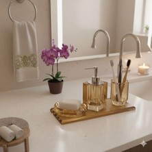 UltraMint Kristal Banyo Seti 4 Parça, Tepsili, Şık ve Kullanışlı Tasarım