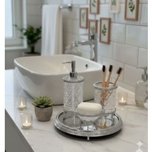 UltraMint Kristal Model Döküm Aynalı Banyo Seti 4 Parça, Şık ve Kullanışlı Tasarım