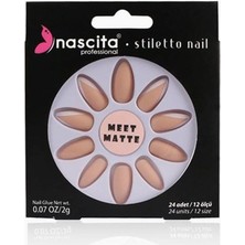 Braventa Collection Stiletto Takma Tırnak (Matte French Nails, Mat French Tırnak) 24 Adet