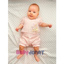 Veralya Müslin Kumaş Çiçek Nakışlı Pamuklu Kız Bebek Tulum