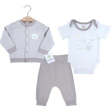 Veralya Çizgili Bear Hırkalı % 100 Pamuk Erkek Bebek Takım