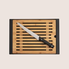 Braventa Collection Chakra Agni Bıçaklı Bambu Ekmek Kesme Tahtası 38X27 cm